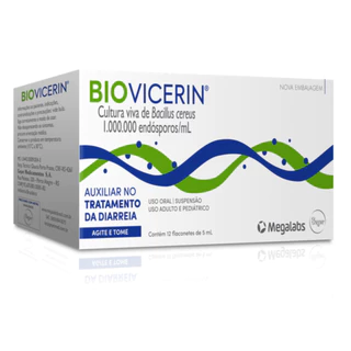 Biovicerin probiótico suspensão 12 flaconetes 5 ml cada em Oferta na Shopee