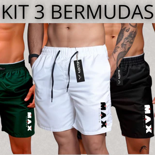 KIT Bermudas Mauricinho Masculina Esportiva Max Titanium Short Academia Corrida Treino Tecido Leve