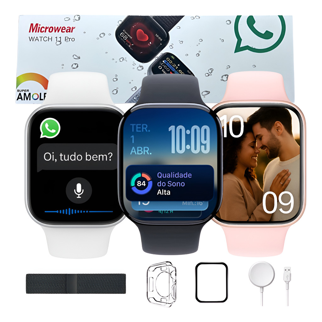 Relógio Smartwatch W11 Pro Série 11 Responde Whatsapp Aúdio | Shopee Brasil