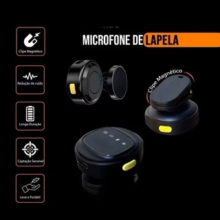 Mini Lapela Microfone de Lapela sem Fio Magnetico Minimen-Lightning E TIPO C