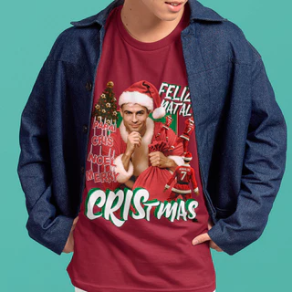 Camiseta Cristiano Ronaldo Papai Cris Noel Cristmas Camisa CR7 Feliz Natal Blusa Algodão 30.1