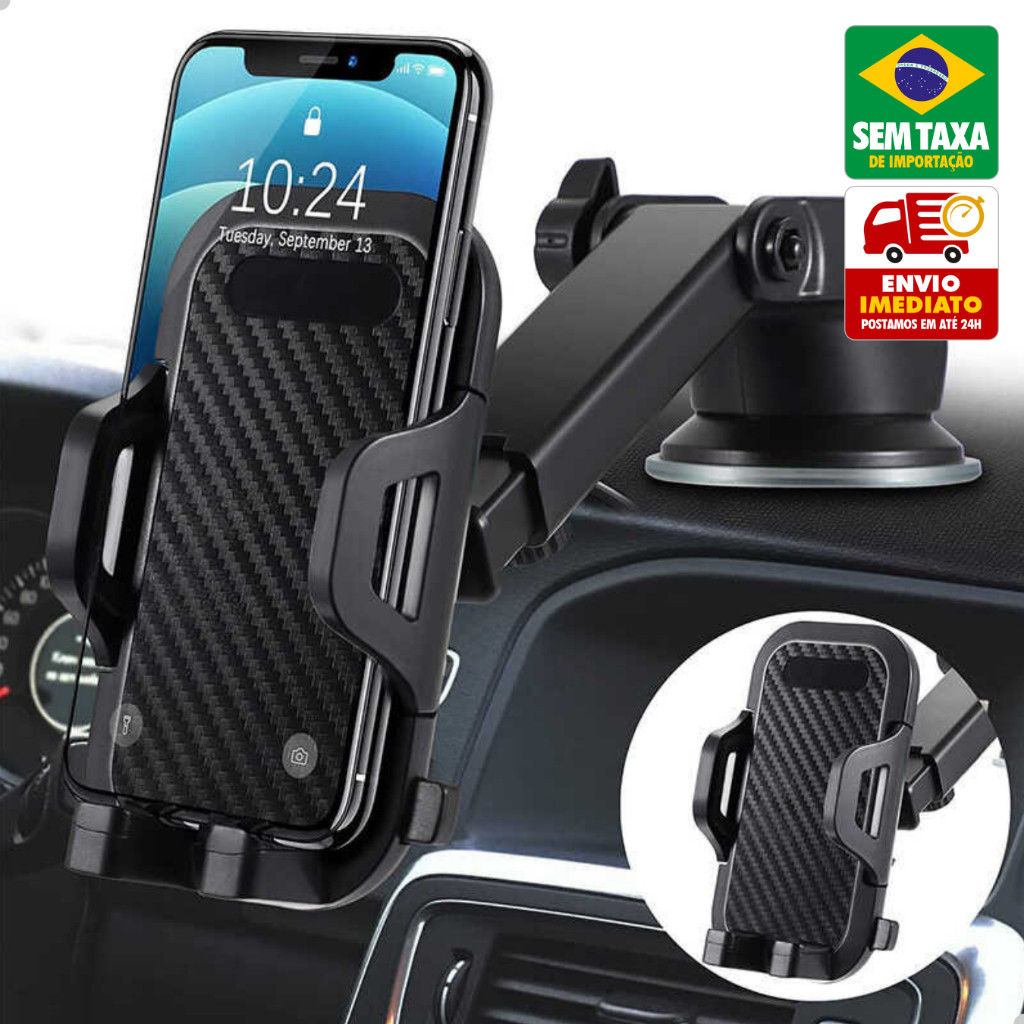 Suporte Celular Para Carro 360° Flexível Ventosa Universal Automotivo ...