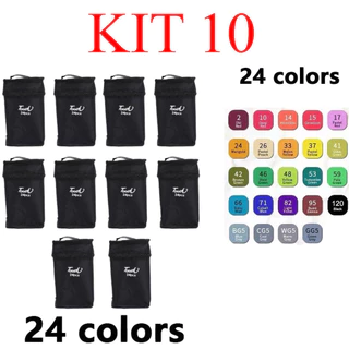 kit 10  24 Cores Caneta Marcadora De Cabeça Dupla Oleosa Montagem Artística Para Estudantes Material Escolar marisa em Oferta na Shopee