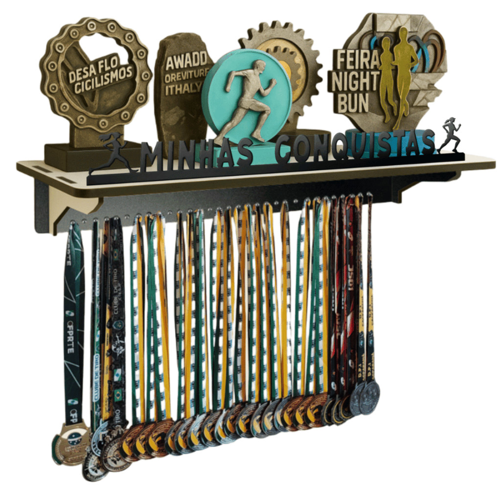 Porta Trofeus E Medalhas Personalizado Corrida Feminino Preto | Shopee ...