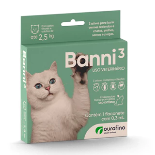 Antipulgas Banni 3 para Gatos até 2,5kg Ourofino 1 Pipeta