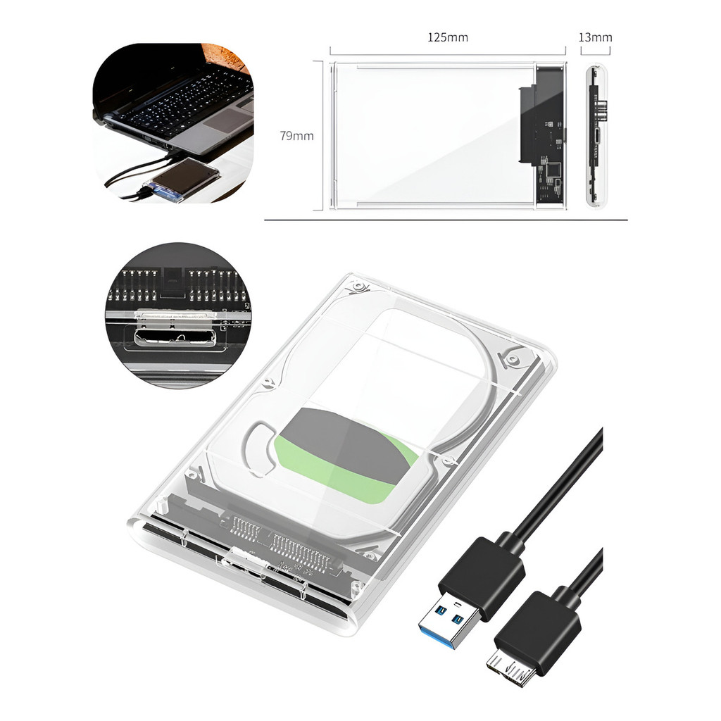 Case Para Hd Externo Transparente 2,5 Sata Usb 3.0 | Shopee Brasil