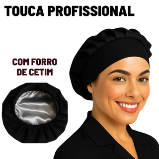Touca cirúrgica com forro de cetim hospitalar feminina enfermagem doceira cozinha com elástico