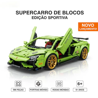 Carro de Corrida 2 em 1 Bloco de Montar Pull Back Compatível com Lego Presente Criança 6+ Anos