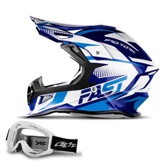 Kit Capacete Trilha Motocross Offroad Fast Tech + Oculos 788