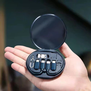 Kit Adaptador Cabo Carregamento Múltiplo 6 em 1 – USB C Para USB/ Celular/ iPhone/ Android/ Suporte Portátil Universal