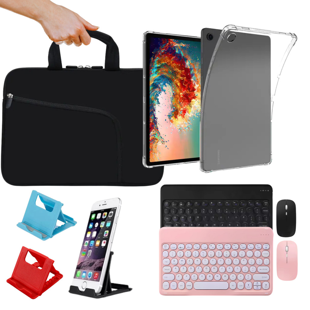 Capa Transparente p/ Tablet Samsung A9 8.7 + Maleta + Teclado Bluetooth + Suporte