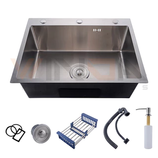Cuba Pia Inox 304 Prata Quadrada Cozinha Gourmet Com Acessórios 60x45 CM luxo