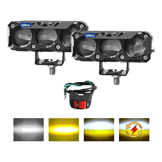 Par Farol Milha Moto Auxiliares Led Dual Color Luz Auto