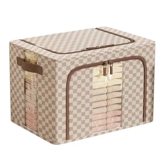 Caixa Organizadora Roupas Brinquedos Lençol Edredom Guarda Roupa Dobrável Visor Transparente