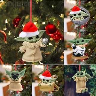 Natal Ano Novo Bebê Yoda Papai Noel Pingente Ornamento Dos Desenhos Animados Árvore De Pendurado Decoração 2D Acrílico h