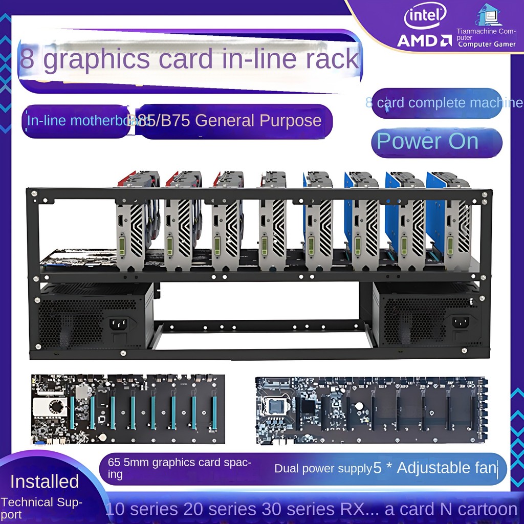 Rack de plataforma para placa gráfica, 8 placas, rack B75 85, chassi da ...