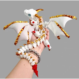 Dragão Voador 3D Dois Chifres Brilho no Escuro Asas Móveis e Flexíveis Multiarticulado Várias Cores Impressão 3D