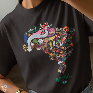 Camiseta Brasil Personalizada | Arte Criativa do Mapa Nacional em Oferta na Shopee