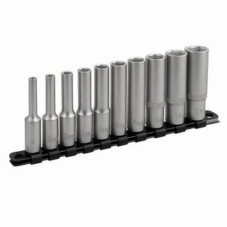 Kit Ferramentas Jogo de Soquetes Sextavado 10 Peças 1/4 CRV Mecânica Profissional