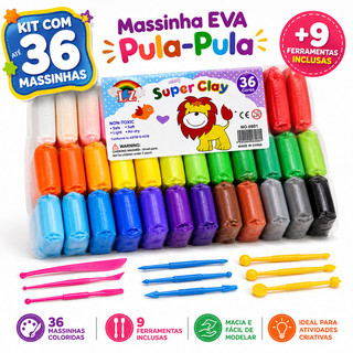 12 a 36 Massinha Argila Pula Pula de E.V.A Super Leve + 3 Ferramentas Brinde Brinquedos
