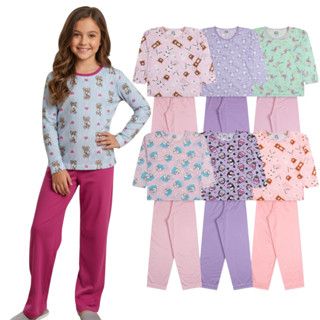 Kit Pijama Infantil Menina | Roupa de Dormi Inverno | Pijama Confortável Comprido Tamanho 02 ao 16 anos em Oferta na Shopee