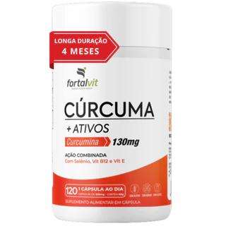 Cúrcuma Ativos, Longa Duração: 4 Meses, 120 Cápsulas, Com Vitamina E, Selênio, B12