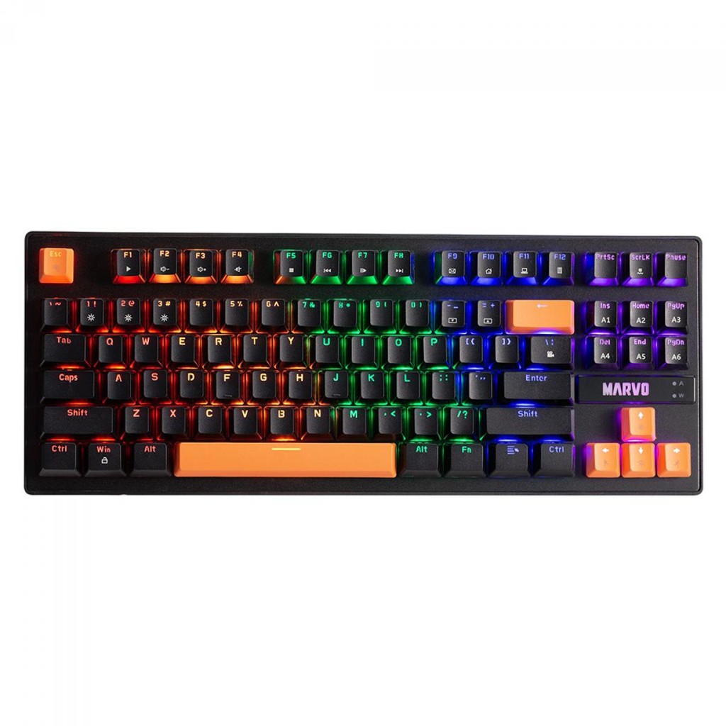 Teclado Mecânico Gamer Marvo KG901C, RGB, Switch Blue, ANSI, Black