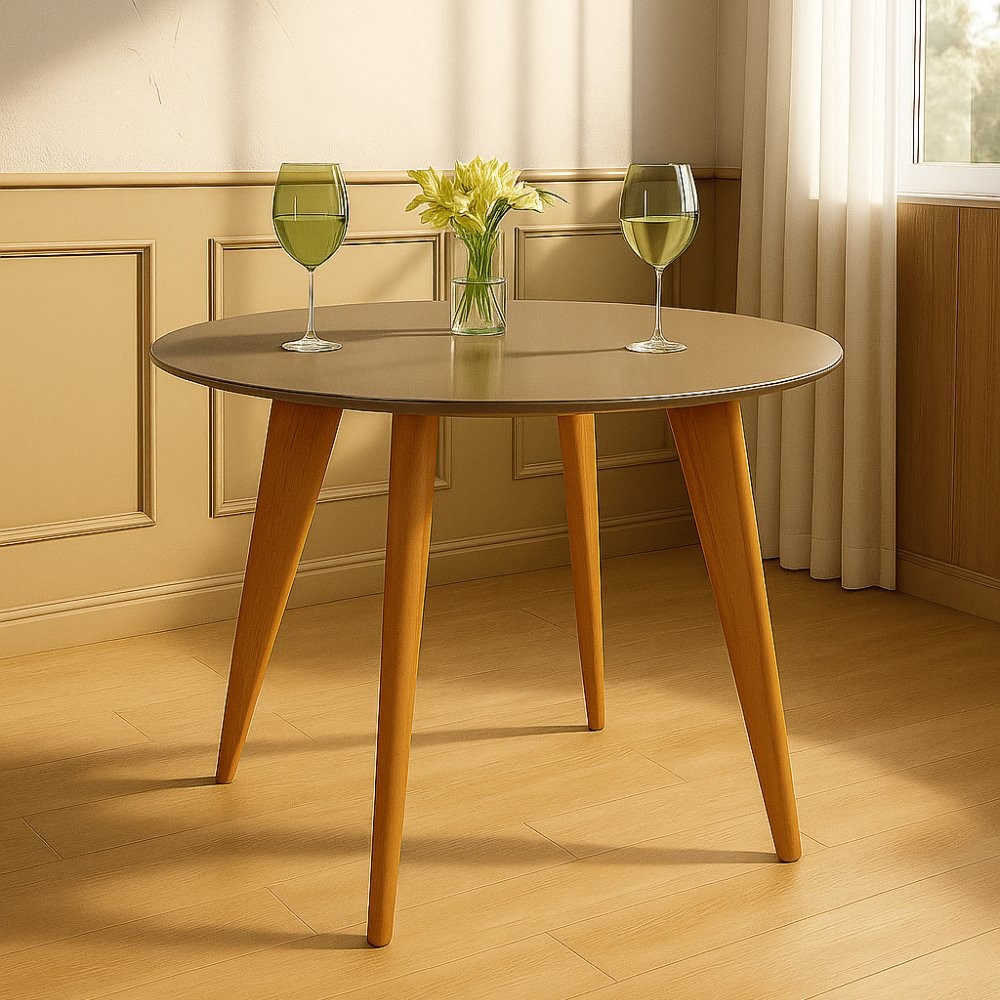 Mesa de Jantar Tampo com Vidro Redonda 90x90cm Slim