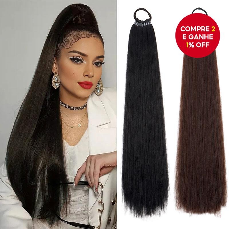 Penteado De Rabo De Cavalo Longo De 55 Cm Com Faixa De Borracha, Peruca ...