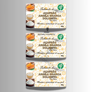 3 UN Sabonete Barra de Açafrão e Dolomita 90g Bionature