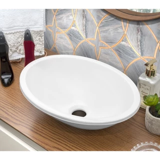 Cuba Sophia Oval Pia de Sobrepor e Embutir Para Banheiro e Lavabo Moderna e Sofisticada