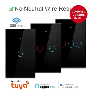  Interruptor Inteligente Wi-Fi Touch Geral Necessário Fio Neutro Bluetooth Smart Home 2/3 Teclas Interruptor de Luz RF