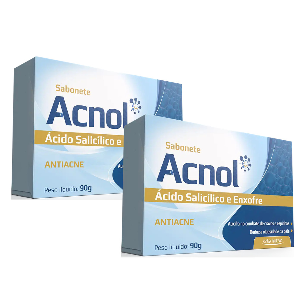 Kit 2 Sabonete com Ácido Salicílico Acnol 90g | Shopee Brasil