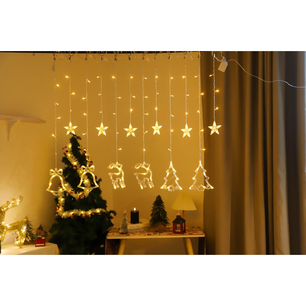 Pisca Pisca Cascata Estrela E Sinos com laço Renas Árvores de Natal ...