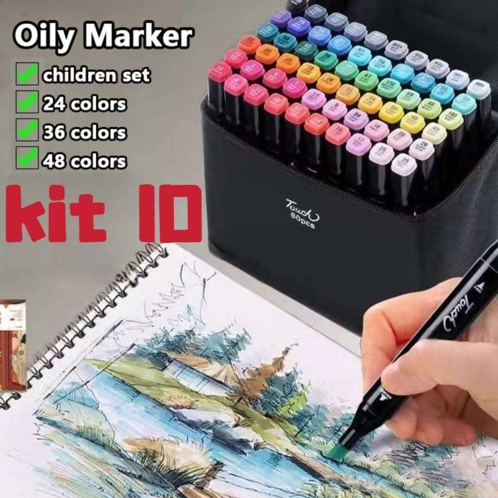 kit10 24/36/48 peças Caneta Marcadora De Ponta Dupla Conjunto De Canetas De Aquarela Especial