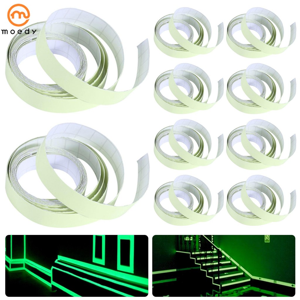 Nastro Adesivo Sicurezza Luminoso Al Buio 3M/9M - Fluorescente Autoadesivo Per Interni/Esterni