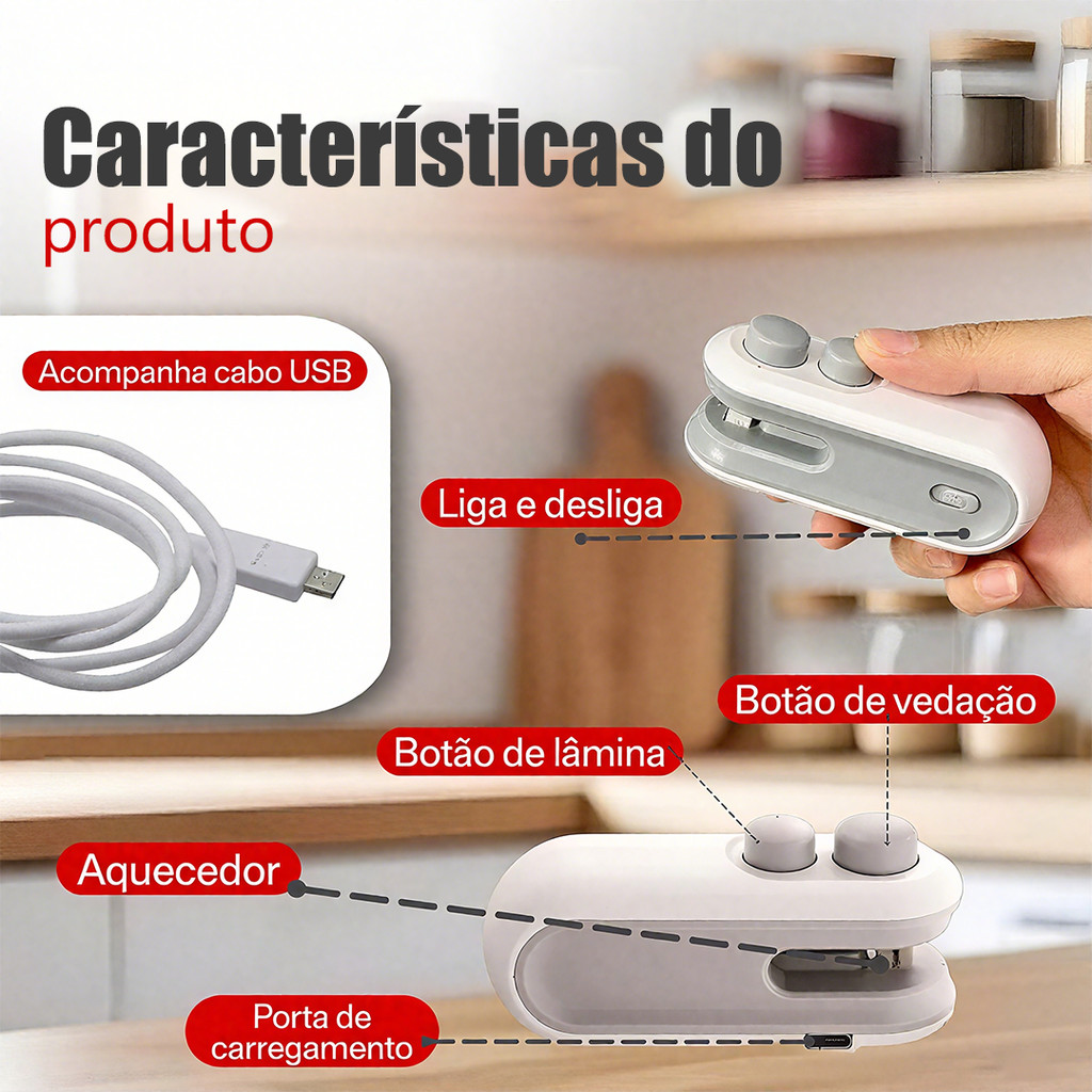 Mini Selador de Sacos para Plásticos