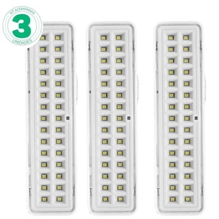 Kit 3 Luminárias de emergência 30 Leds branca - Elgin em Oferta na Shopee