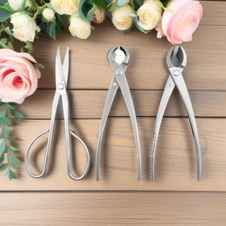 Conjunto Profissional De Ferramentas Para Bonsai De 8 Polegadas (3 Peças)-Tesouras Botões De Aço Inoxidável 420 , Cortad