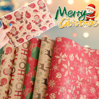 5 Unidades De Papéis De Embrulho De Natal-Decoração De Lembrancinhas Acessórios De Ano Novo-Papel Kraft Vintage Clássico