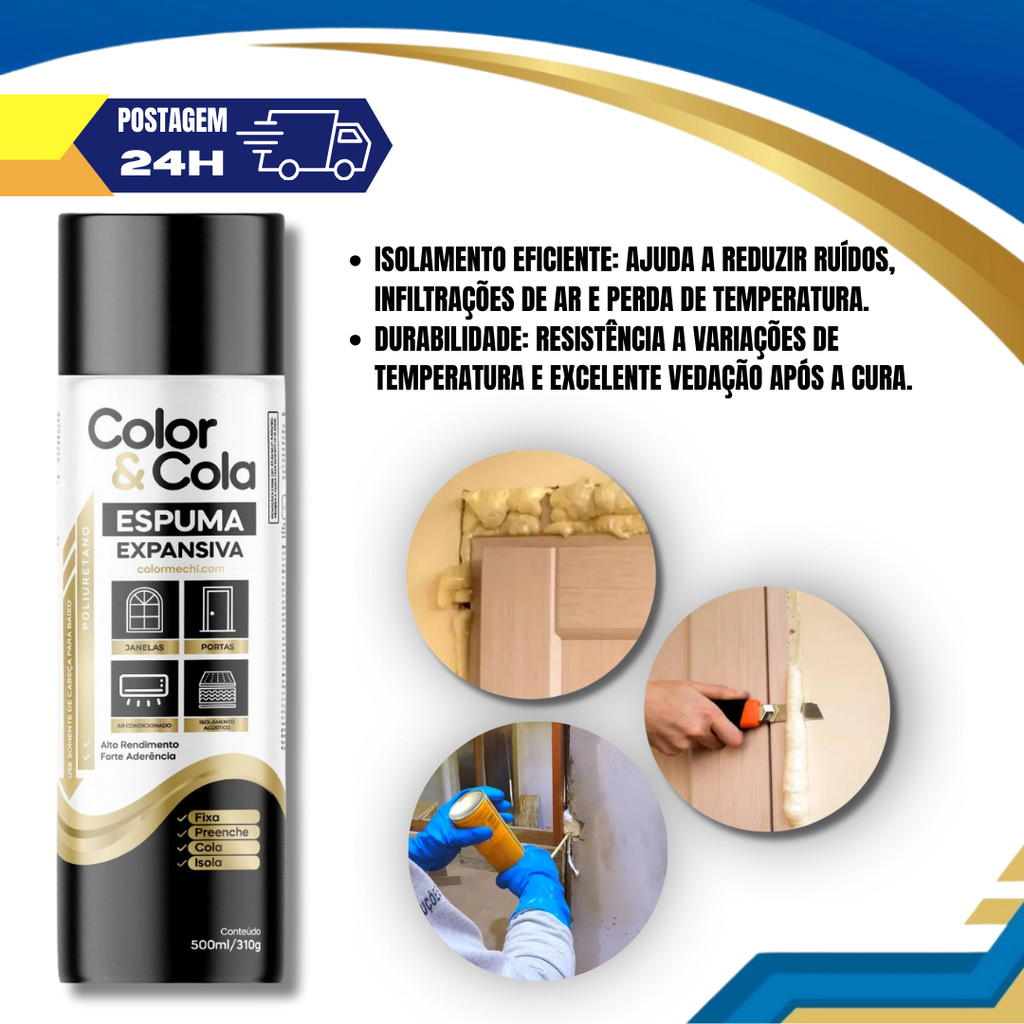 Espuma Expansiva Spray para Vedação Telhado Porta Profissional 500ml ...