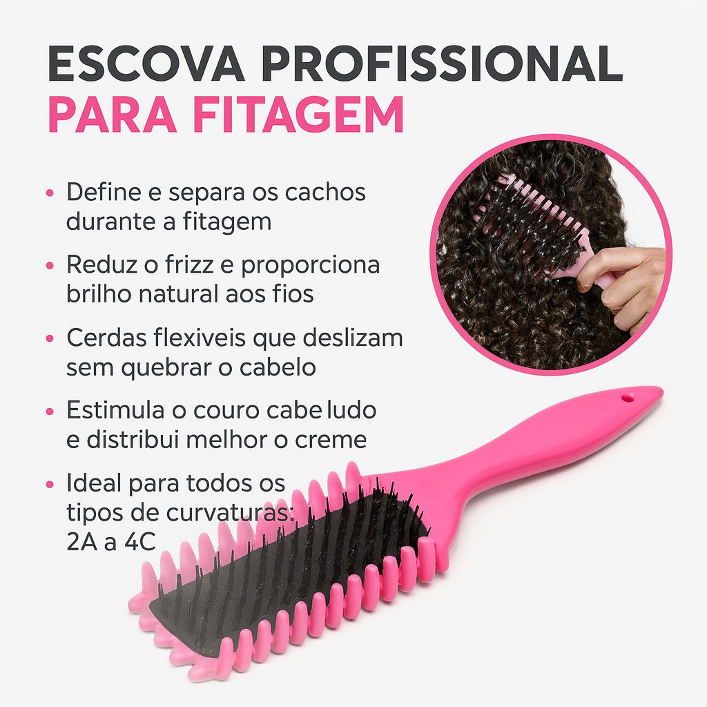 ESCOVA PROFISSIONAL PARA FITAGEM E DEFINIÇÃO DE CACHOS – ANTIESTÁTICA E ...
