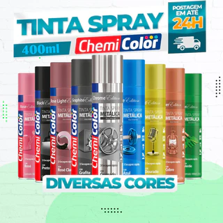 Tinta Spray ChemiColor 400ML METÁLICO Cores Acabamento Perfeito
