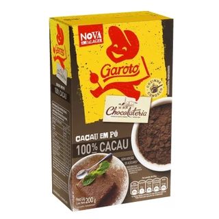 Chocolate em Pó Garoto 100% Cacau 200g em Oferta na Shopee