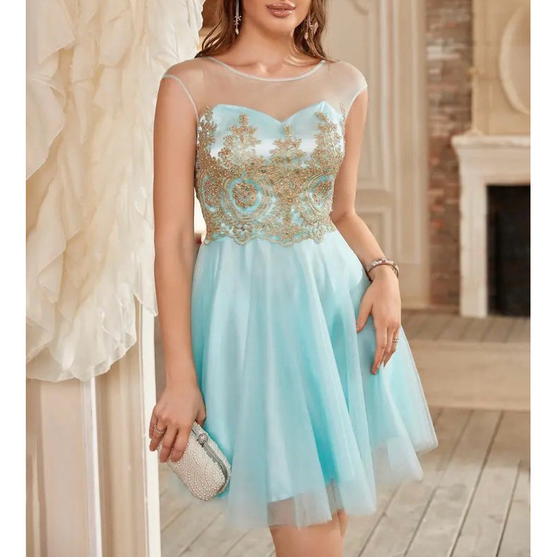 Vestido Curto Rodado Romântico Tule Brilho Festa Debutante 15 anos ...