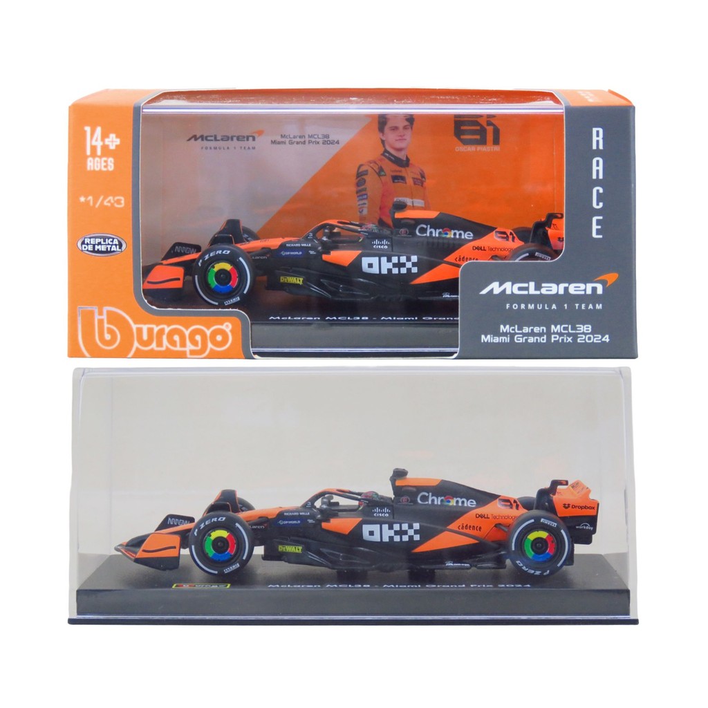 BURAGO - Mclaren MCL38 Oscar Piastri #81 2024 - Modèle réduit réaliste à