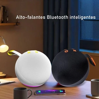 Caixa de som portátil Bluetooth 5W com LED colorido rádio FM compatível com USB para uso em mesa tecido sem fio em Oferta na Shopee
