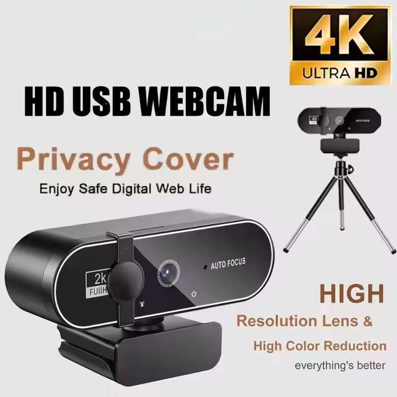 Webcam 4K com Autofoco e Microfone
