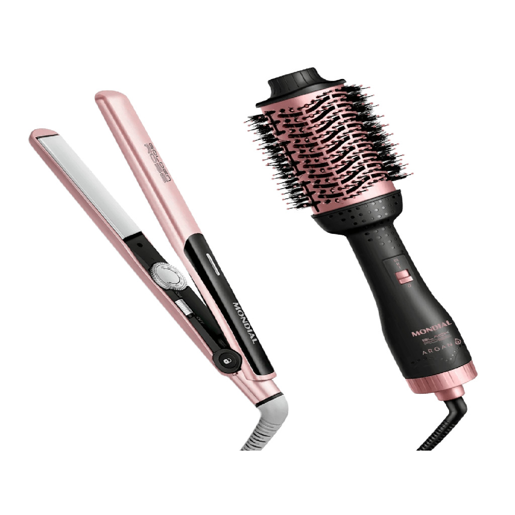 Kit Mondial Escova Secadora Es14 Chapinha Rose P20 Bivolt | Shopee Brasil