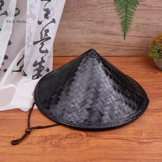 EA & Moda Cone Chapéu Retro Bambu Rattan Pescador Artesanal Tecer Palha Balde Chuva Dança Adereços Pára-Sol De Plástico 
